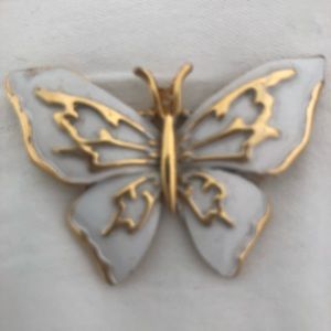 Butterfly pin. Gold and White. Beautiful